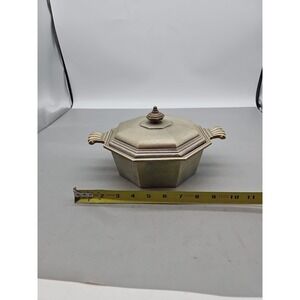 International Silver Co Pewter Covered Casserole Dish With Lid Rustic Farmhouse